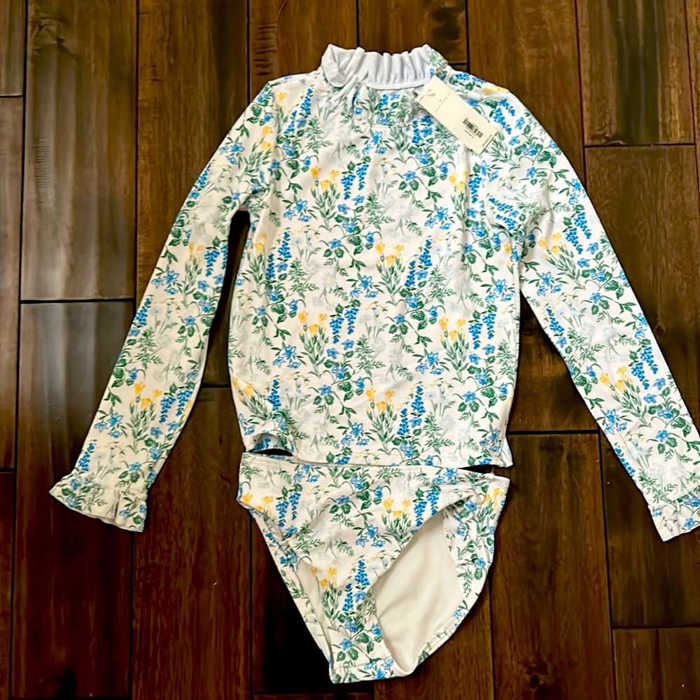 NWT Janie and Jack two piece ruffle swim girls 8